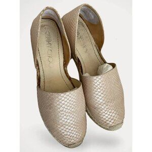 Jimmy Choo Women's Ivory Metallic Dreya Espadrilles Flats Sz‎ 9.5 Shoes Designer
